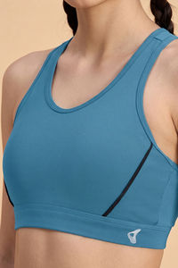 Zelocity  Medium Impact Quick Dry Sports Bra - Saxony Blue — thumbnail 5